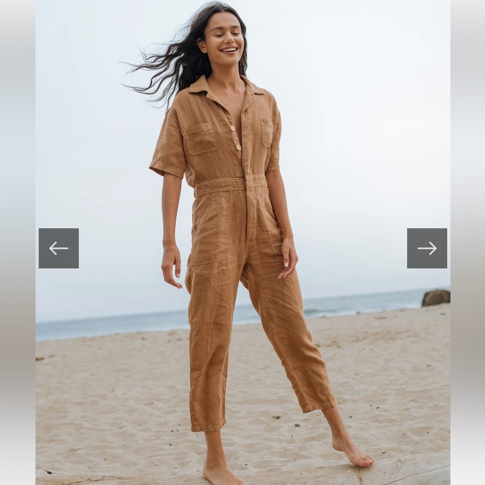 Mate the Label Linen Short Sleeve Jumpsuit